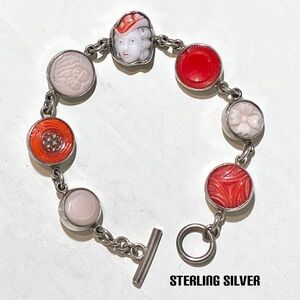 Simon Sebbag Sterling Silver Glass Button Bracelet -Vintage